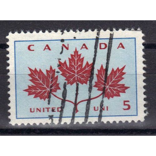 Canada 1964 : Centenaire De L'unité - Timbre 5 C. Bleu, Bleu Clair Et Carmin Foncé Oblitéré