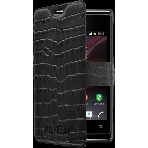 Etui À Rabat Kenzo Aspect Croco Noir Pour Sony Xperia E