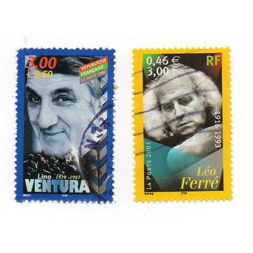 Lot 2 Timbres Lino Ventura & Léo Ferré