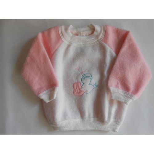 Sweat Polaire Vintage Rose/Blanc - 1 An