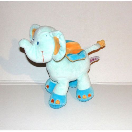 Doudou Elephant Bleu Pommette