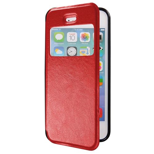 Etui Slim Folio View Articulé Rouge Stand Pour Iphone 5s