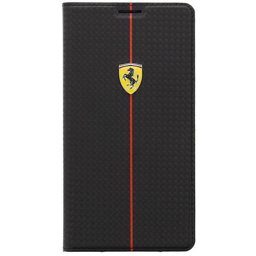 Fefocbbs5bl Etui Ferrari Série Scuderia Carbone Noir À Rabat Latéral Samsung Galaxy S5 Ultra Fin