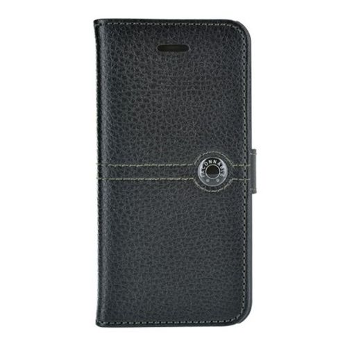 Etui Folio Faconnable Cuir Grainé Noir Iphone 5s Patte Magnétique