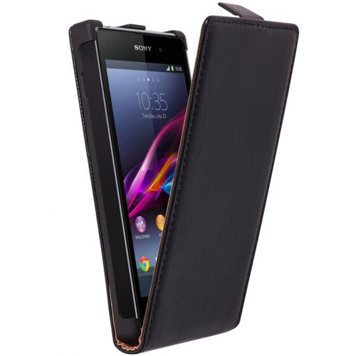 Etui Slim Luxy Cuir Noir Pour Xperia M2