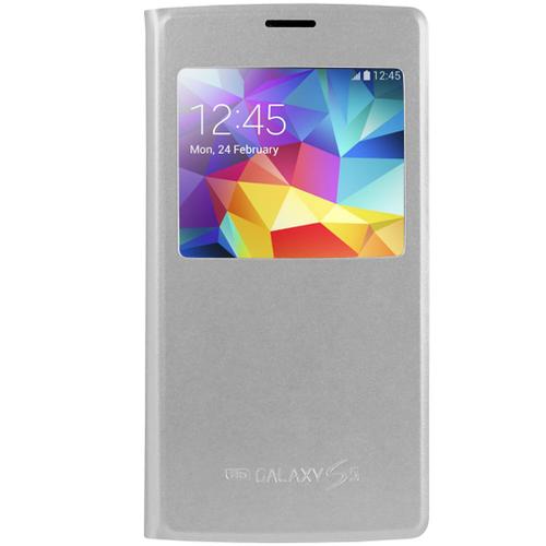 Etui Gcase Folio Fenêtre Active Pour Samsung Galaxy S5 Argent Métalisé