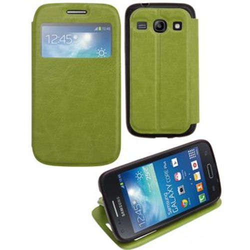 Etui Slim Folio View Articulé Vert Pour Samsung Galaxy Core Plus G3500