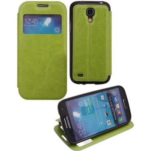 Etui Slim Folio View Articulé Vert Stand Pour Samsung Galaxy S4 I9500