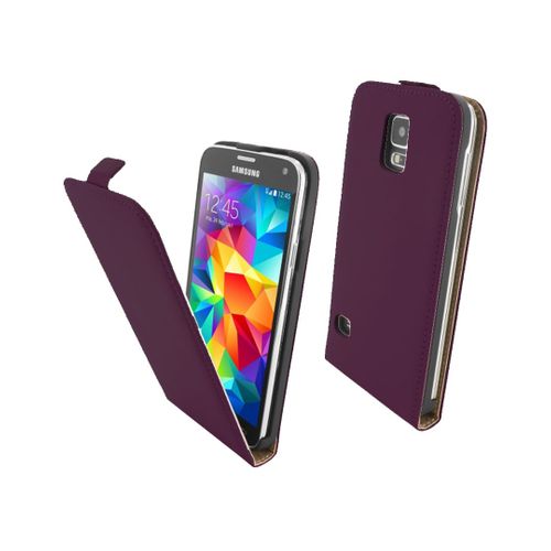 Etui Slim Luxy Fin Et Élégant En Cuir Véritable Violet Samsung Galaxy S5