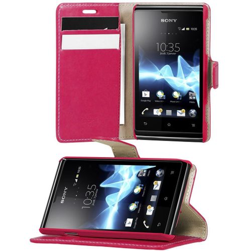 Etui Folio À Rabat Latéral Rose Pour Sony Xperia E Rabat Articulé Fonction Stand