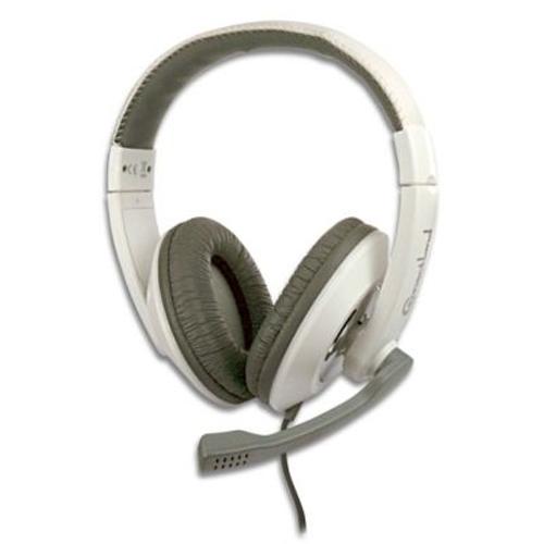 CASQUE STEREO AVEC MICROPHONE 2.40 m BLANC CONNECTLAND