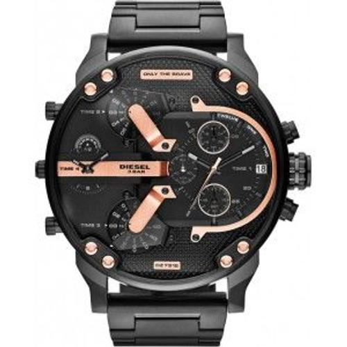 Montre Homme Diesel Mr Daddy 2.0 Dz7312 Bracelet Acier Noir Et Rehauts Or Rose