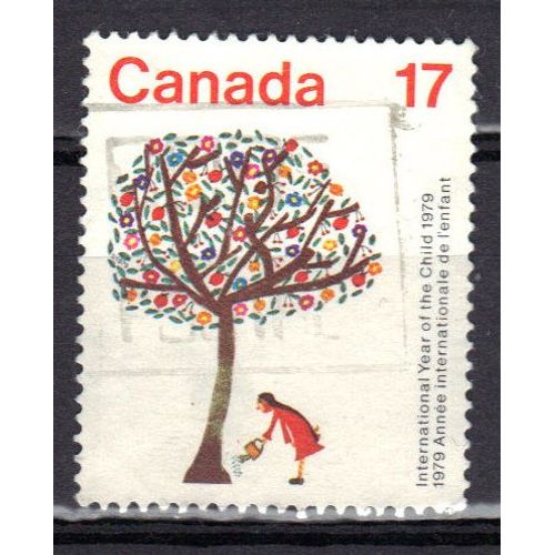 Canada 1979 : Année Internationale De L'enfant : Enfant Arrosant L'arbre De Vie - Timbre 17 C. Multicolore Oblitéré
