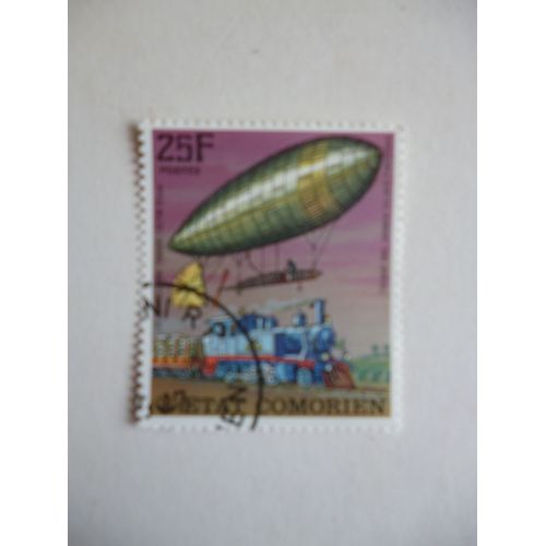 Timbre "Comores :Dirigeable Santos Dumont".
