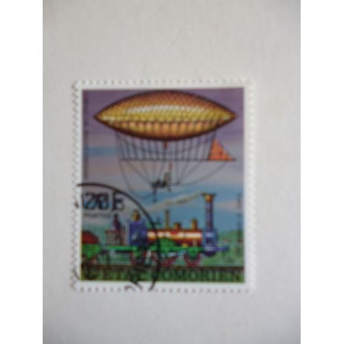 Timbre "Comores :Dirigeable Giffard 1851".