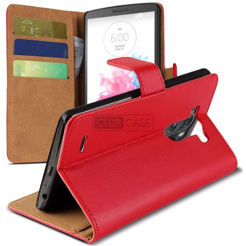Caseink - Housse Etui Portefeuille Folio Stand Lg G3 Cuir Eco Executive Rouge + Film Hd