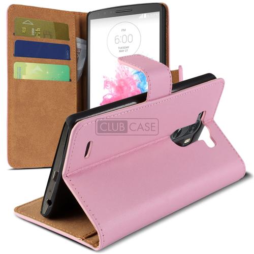 Caseink - Housse Etui Portefeuille Folio Stand Lg G3 Cuir Eco Executive Rose + Film Hd