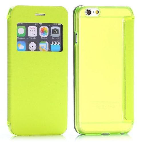 Etui Flip Jaune  + Coque Arrière Avec Fenêtre Pour Apple Iphone 6
