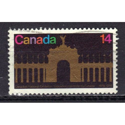 Canada 1978 : 100è Anniversaire De L'exposition Nationale Au Canada : La Porte Du Prince, Entrée Principale De L'exposition - Timbre 14 C. Multicolore Et Or Oblitéré