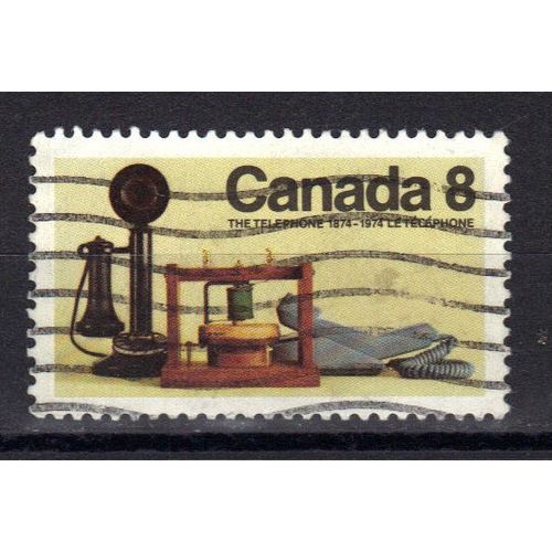 Canada 1974 : Centenaire De L'invention Du Téléphone Par Alexandre Graham Bell - Timbre 8 C. Oblitéré