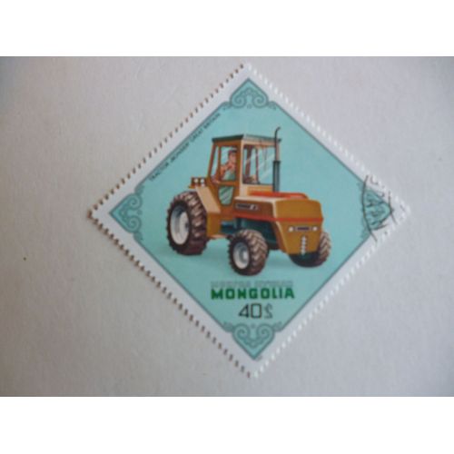 Timbre "Mongolie :Tracteur Bonser Great Britain".
