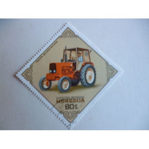 Timbre "Mongolie :Tracteur Belarus 611 Urss".