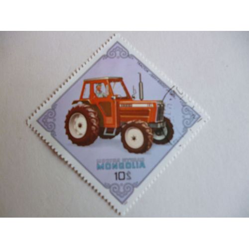 Timbre "Mongolie :Tracteur Iseki Japon".