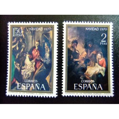 España Spain Espagne 1970 - Navidad (Greco -Murillo) - Noël - Edifil Nº 2002 / 2003 Yvert Nº 1657 / 1658 ** Mnh