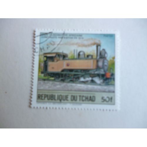 Timbre "Tchad :Lady :Locomotive Africaine 1879".