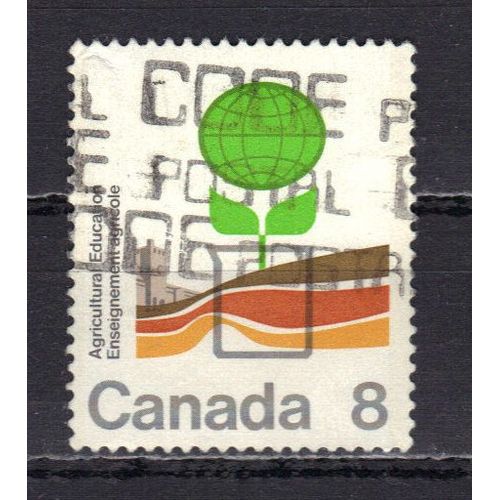 Canada 1974 : Centenaire De L'ecole D'agriculture De L'ontario - Timbre 8 C. Multicolore Oblitéré