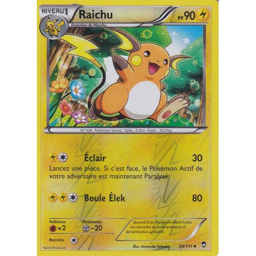Carte Pokemon - Raichu - 28/111 - Reverse - Xy Poings Furieux - 