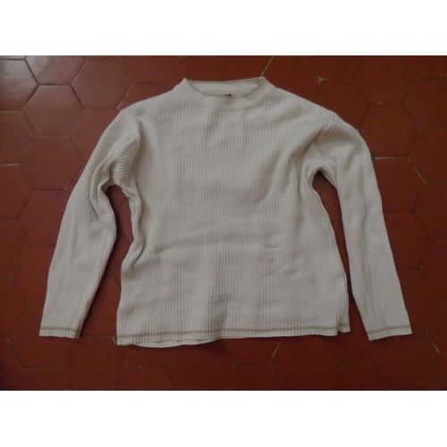 Pull Maille Côtelée Coton Blanc Urban Spirit