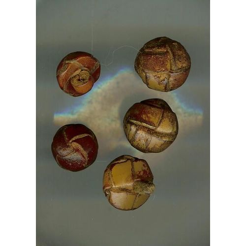 Lot De 5 Boutons Anciens Cuir