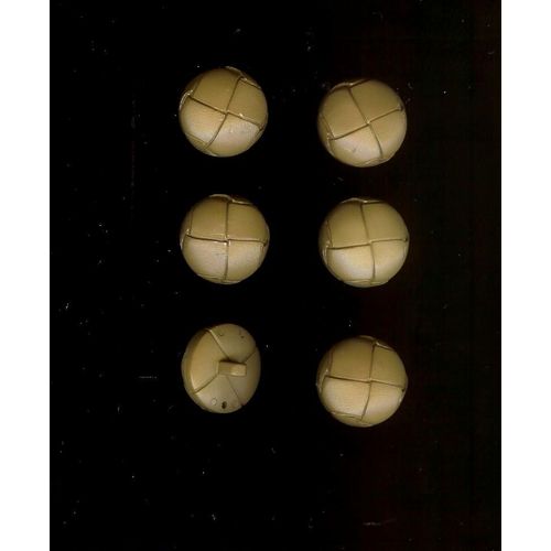5  Anciens Boutons Plastique Imitation Cuir, Couleur Mastic