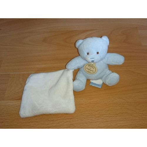 Doudou Et Compagnie Petit Ours Bleu Mouchoir Blanc