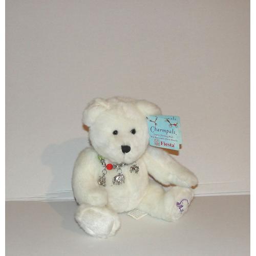 Peluche Ours Blanc Charmpals Crystal Animals  Fiesta 20cm