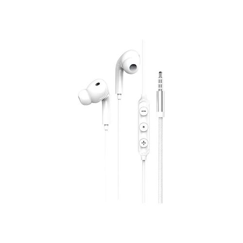 Force Play - Écouteurs avec micro - intra-auriculaire - filaire - jack 3,5mm - isolation acoustique - blanc