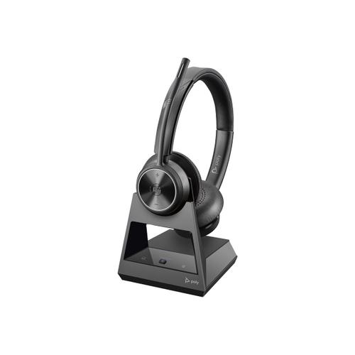 Poly Savi 7320 - Savi 7300 series - micro-casque - sur-oreille - DECT - sans fil - USB-A via adaptateur DECT - noir - Certifié pour Microsoft Teams, certifié UC