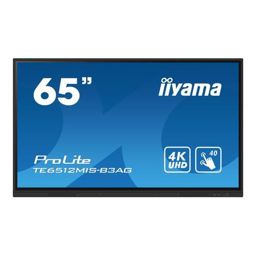 iiyama ProLite TE6512MIS-B3AG - Classe de diagonale 65" (64.5" visualisable) écran LCD rétro-éclairé par LED - signalétique numérique interactive - avec écran tactile (multi-touch) / capacité PC...