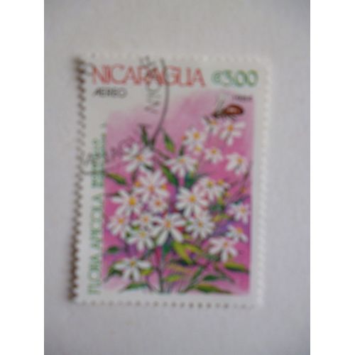 Timbre "Nicaragua 1984 :Flore Apicole : Mozotillo:Bidens Pillosa L".