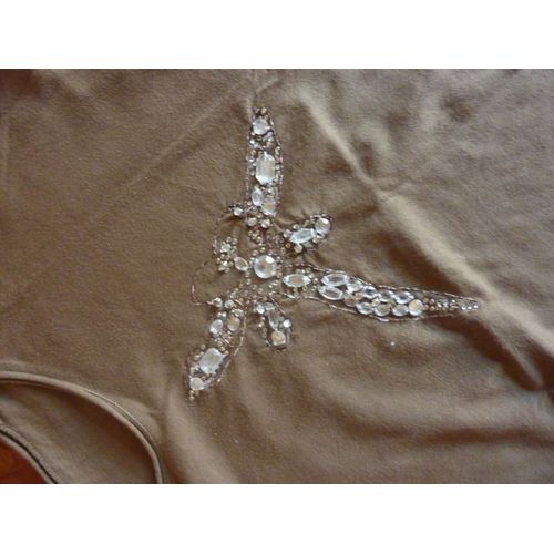 T-Shirt Zara Marron Glacé Strass Libellule T36