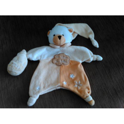 Doudou Marionnette Ours Beige/Orange Avec Sac Poudre À Dormir Un Rêve De Bébé De Cmp