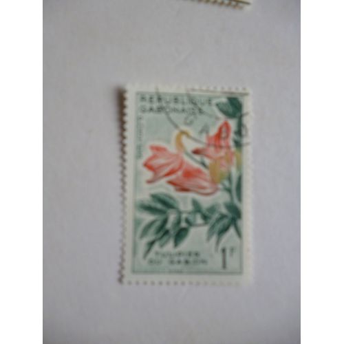 Timbre "Gabon :Tulipier Du Gabon :1f".