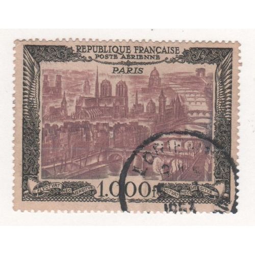 Poste Aérienne 1950 - Y&t N°29 - 1000 Frs - Vue De Paris (Noir) - Oblitéré