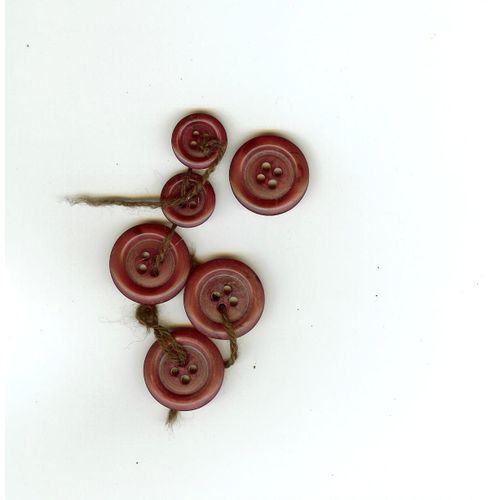  6 Anciens Boutons Plastique Bordeaux 4 Trous Bordeaux Rosé Années 1980 4 De  2cm5 Ep 4mm - 2 De 1cm2 Ep3mm