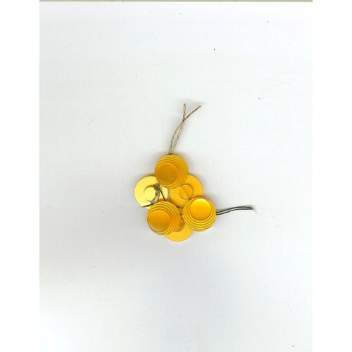 6 Anciens Boutons Jaune Orangé  Irisé  1cm4 Années 1970