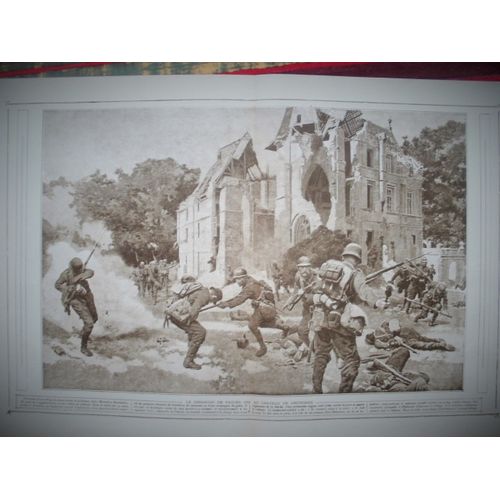 Gravure De La Première Guerre Modiale 1914 - 1918 : Dimanche De Pâques 31 Mars 1918 : Combats Au Château De Grivesse Dans La Somme Entre Moreuil Et Montdidier Avec Le Capitaine Camilli