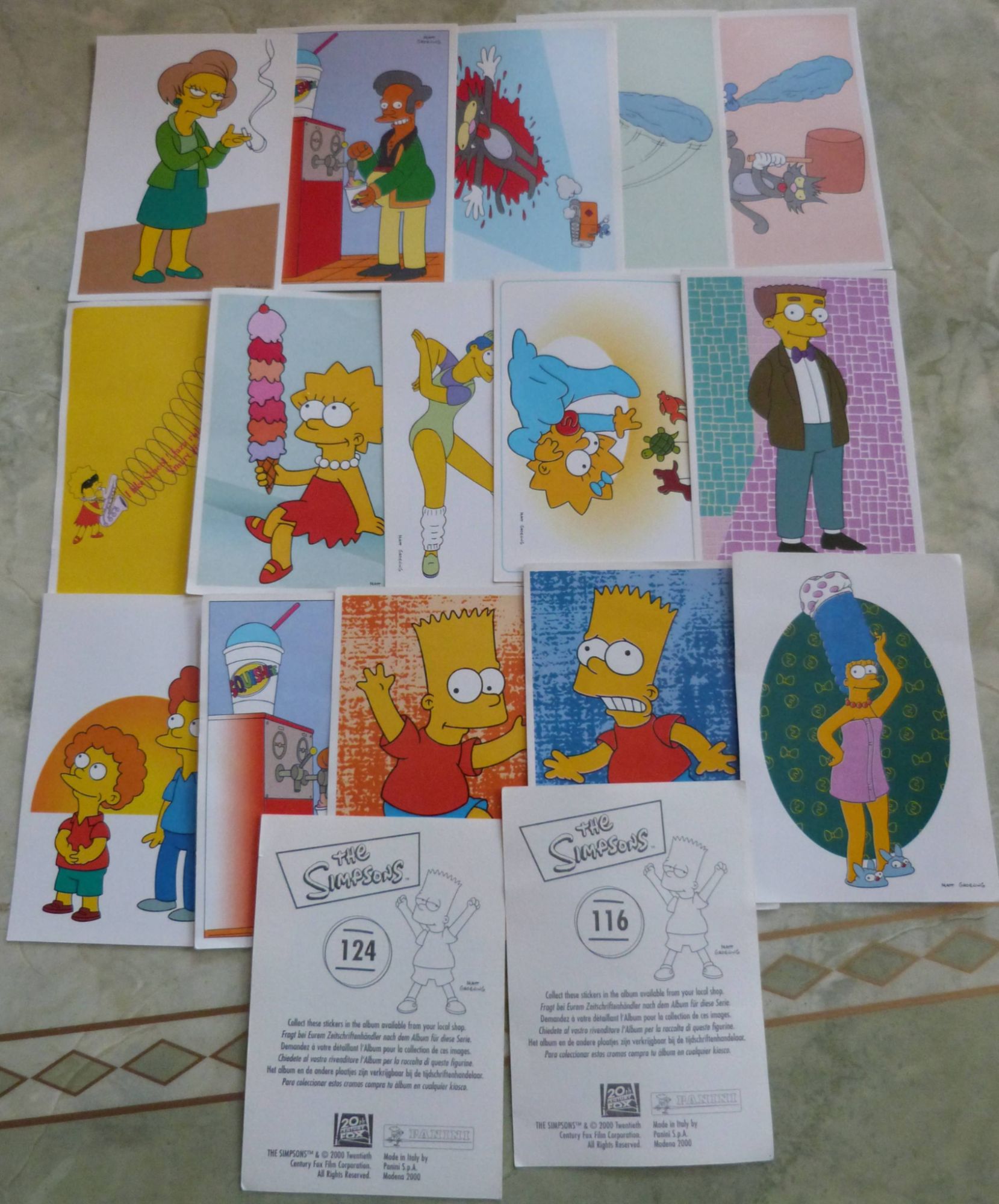 Lot De 14 Autocollants Panini The Simpsons 2000