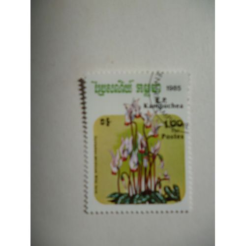 Timbre Dprk Cambodge 1985 :Cyclamen".