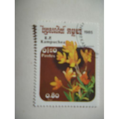 Timbre "Cambodge 1985 :Crocus Aureus".